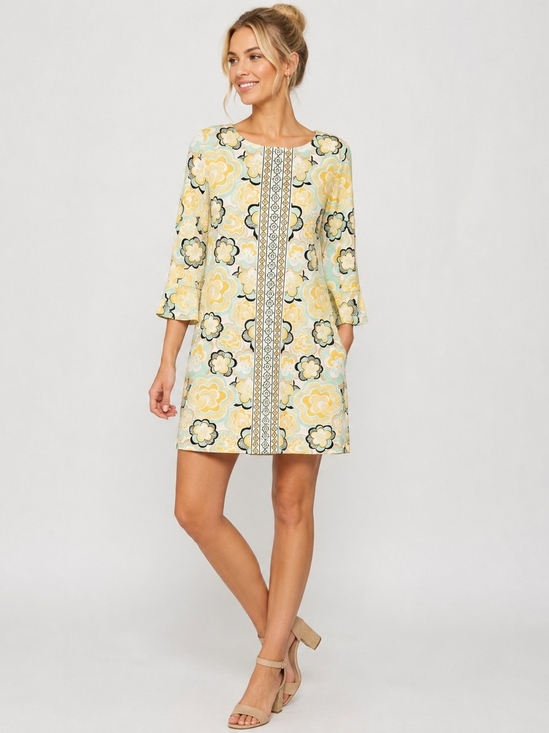 crown & ivy Dresses & Skirts - crown & ivy Vintage Inspired Retro Yellow & Black Floral Dress